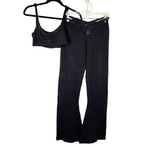 Finesse Black Crochet Open-Knit Two Piece Set Women's Size S/M Boho Festival Y2K
